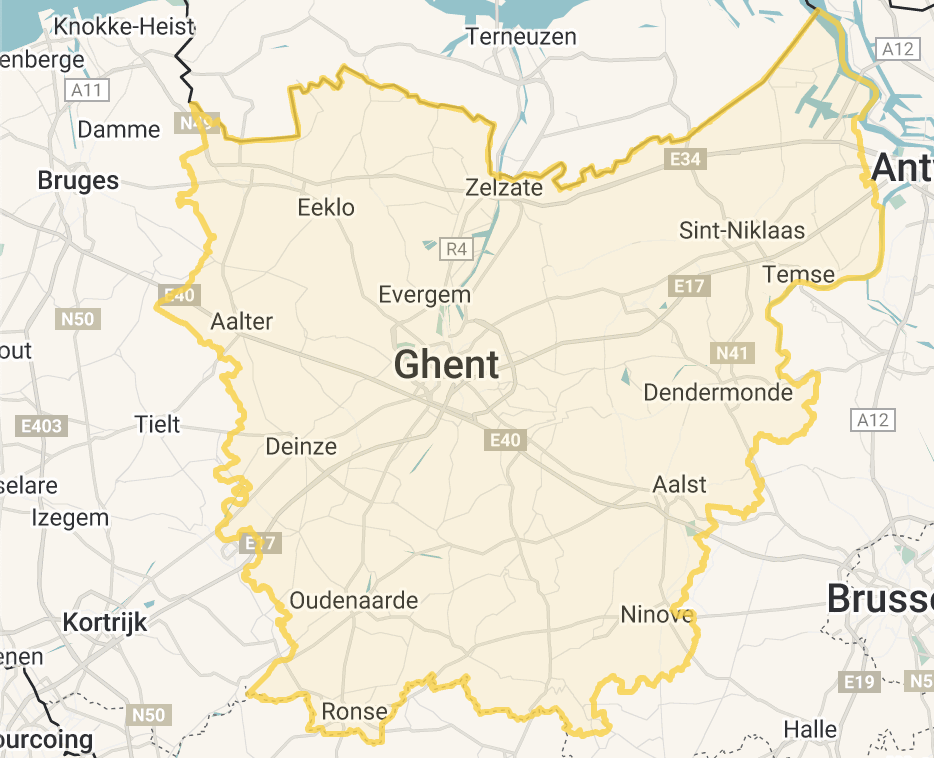 Map of East Flanders